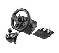 Tracer SimRacer Manual Gearbox Volant 6 en 1, volant de course de jeu avec pédales et levier de vitesses, compatible avec PC/PS4/PS3/XONE/X360/SWITCH