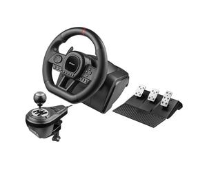 Tracer SimRacer Manual Gearbox Volant 6 en 1, volant de course de jeu avec pédales et levier de vitesses, compatible avec PC/PS4/PS3/XONE/X360/SWITCH