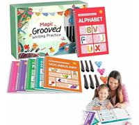 Tracetrek Cahiers d'entraînement réutilisables à rainures magiques pour apprendre à écrire des chiffres et des lettres