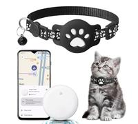 Traceur Collier GPS Chat Sans Abonnement Carte Sim, GPS Tracker Chien, Collier Traceur Chat, Suivi De Localisation En Temps Réel Et Alarme Anti-Perte,Durable,Étanche,Kompatibel Mit Apple/Android (Bla)