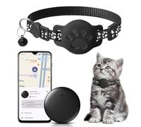 Traceur Collier GPS Chat Sans Abonnement, Collier Puce GPS Pour Chat Anti Etranglement, Sans Carte Sim, Localisation Temps Réel,Alerte Intelligente Anti-Perte,2-System Kompatibel Mit Apple/Android (B)