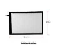 Traceur de boîte lumineuse LED A4 pour artistes et architectes - Bloc de traçage ultra fin de 5 mm avec échelle intégrée - Tableau lumineux alimenté par USB pour dessiner des