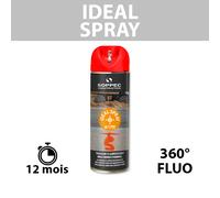 Traceur de chantier fluorescent 360° IDEAL SPRAY Rouge SOPPEC