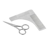Traceur De Contours De Barbe Et Peigne 2 En 1 En Acier Inoxydable, Avec Ciseaux