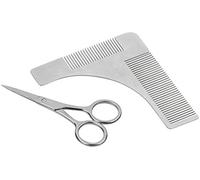 Traceur de contours de barbe et peigne 2 en 1 en acier inoxydable, avec ciseaux [Sichler Men's Care]