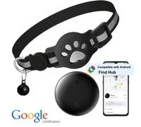 Traceur GPS Bluetooth compatible avec Google Find My (Android uniquement), étanche, avec collier réglable pour chats et animaux de compagnie tag with blue collar