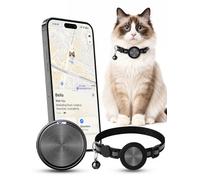 Traceur GPS Chat pour iOS, Collier Inclus, sans Abonnement | Étui silicone inclus; léger et confortable; sans SIM; pour chatons, intérieur, extérieur et voyages; installation rapide