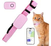 Traceur GPS pour Chats et Chiens, Collier GPS Chat Tracker, Collier de Localisation Léger avec Pile, Compatible iOS et Android, sans Abonnement, Léger et Étanche, Aide à Localiser Votre Chat (Rose)