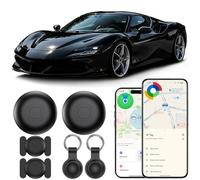 Traceur GPS pour Véhicules, 2PCS Magnétique Tracker Android et iOS | Localisateurs D’Objets Traceur GPS sans Abonnement, Étanche IP68, Mini Traceur caché pour Voiture, Moto, Valises, Noir