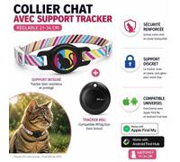 Traceur GPS (sans SIM) chat ou chien - MiTag Duo Compatible iOS et Android-Collier Réglable 21-34 cm