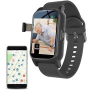 Traceur GPS Senior, Montre d’Urgence SOS, Détecteur de Chute, Alarme Appel Vocal et Vidéo, Étanche IP67, Longue Veille, Plusieurs Langues, Black