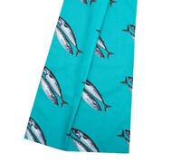 Tracey Cooper Torchon maquereau, 100 % coton, bleu, illustré à la main, fabriqué au Royaume-Uni