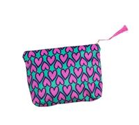 Tracey Cooper Trousse de Maquillage Velours Imprimé Coeur 30x24cm Rose/Vert/Violet, Vert, Cœurs