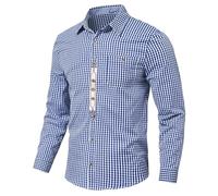 Trachtenhemden Homme Chemise Bavaroise pour Homme, Chemise à Carreaux Manches Longues Traditionnel Oktoberfest, Tenue de bière, Blouse Respirant Classique Ecossaise pour Lederhosen Oktoberfest