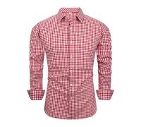 Trachtenhemden Homme Chemise Bavaroise pour Homme, Chemise à Carreaux Manches Longues Traditionnel Oktoberfest, Tenue de bière, Blouse Respirant Classique Ecossaise pour Lederhosen Oktoberfest
