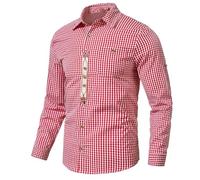 Trachtenhemden Homme Chemise Bavaroise pour Homme, Chemise à Carreaux Manches Longues Traditionnel Oktoberfest, Tenue de bière, Blouse Respirant Classique Ecossaise Pour Lederhosen Oktoberfest