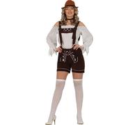 Trachtenhose Tenue traditionnelle Broderie colorée Look festif Charme rétro Salopette Tradition Heimat Gefühl Brauch, Taille : 42 - 44 (L) Couleur : Marron