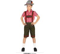 Trachtenhose Traditionelles Kinderoutfit Wiesn Festkleidung Hemd Fun Dirndl Rückenenträger Zapfenhose, Taille : 128/134 Couleur : Rouge