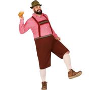 Trachtenmode Bayerische Lebensfreude Tenue traditionnelle Fête d'automne Chemise traditionnelle Bretelles Événement Design plein de vie, Taille : 54 - 56 (XL) Couleur : Rouge