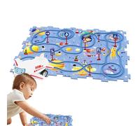 Track Builder - Jeu de puzzle - Kit de défi pour rassemblement sur rail - Système de duzzle coulissant multi-voiture avec activité d'apprentissage interactive pour l'exploration imaginative et la