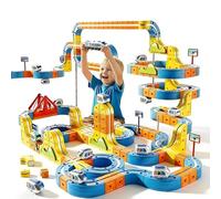 Track Fusion Toy, Ensemble de Train électrique avec 2 Trains motorisés défiant la gravité, Piste cubique DIY, Ensemble de Voies de Train Rechargeables intégrées 163pcs