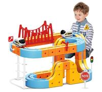 Track Fusion Toy, Ensemble de Train électrique avec 2 Trains motorisés défiant la gravité, Piste cubique DIY, Ensemble de Voies de Train Rechargeables intégrées 68pcs