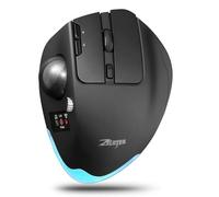 Trackball Souris sans fil rechargeable USB Bluetooth pour ordinateur portable, PC, Mac, boutons programmables, contrôle facile du pouce, angle réglable et connexion 3 appareils, lumière RVB (noir)