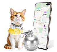 Tracker Chat,Collier GPS Chat,Traceur GPS Chat,pour Compatible avec iOS/Android Localisation en Temps RéEl, Ip67éTanche, Batterie Longue DuréE (Argent)
