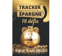 TRACKER ÉPARGNE 18 DÉFIS: suivi enveloppes budgétaires, sous forme de coloriage, fond noir, dessins blancs
