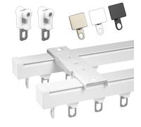 TrackNoiseFree Tringle à rideaux double couche en aluminium pour séparateur de pièce Blanc 460 cm
