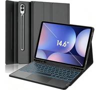 Trackpad Étui en cuir pour Galaxy Tab S11 Ultra 2025 14,6" avec porte-stylet S-Pen et clavier magnétique amovible sans fil pour SM-X936B/SM-X930 Noir