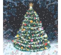 Tracks Publishing Lot de 5 cartes de Noël caritatives - Motif arbre festif enneigé - Finition aluminium - Lot de cartes de Noël artistiques au profit de Marie Curie