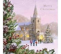 Tracks Publishing Lot de 5 cartes de Noël caritatives - Motif église enneigée festive - Lot de cartes de Noël artistiques - Au profit de la British Heart Foundation
