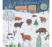 Tracks Publishing Lot de 5 cartes de Noël caritatives - Motif vaches enneigées festives - Lot de cartes de Noël artistiques - Au profit de la British Heart Foundation