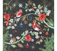 Tracks Publishing Lot de 5 cartes de Noël caritatives - Rouges-gorges artistiques et fleurs d'hiver - Finition aluminium - Cartes de Noël festives - Au profit de Marie Curie
