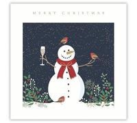 Tracks Publising Lot de 5 cartes de Noël caritatives - Bonhomme de neige et rouges-gorges - Finition aluminium - Lot de cartes de Noël festives - Au profit de Rainbow Trust