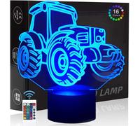 Tracteur 3d Illusion Veilleuse Jouets,Décor De Maison Led Lampe De Chevet Table,Tactile & Télécommander 16 Couleurs,Cadeau D'anniversaire De Noël Pour Filles Garçons Enfants Amis Et Famille
