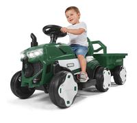 Tracteur 6 V 3 Vitesses avec remorque Amovible et télécommande 2,4 GHz, Tracteur Porteur pour Enfants avec lumières LED, Musique, klaxon et Fonctions USB, adapté aux Enfants (Vert)