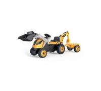 Tracteur a pédales Builder Ma Remorque Pelleteuse Pelle Smoby Orange G