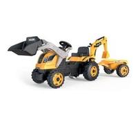 Tracteur a pédales Builder Ma Remorque Pelleteuse Pelle Smoby Orange G