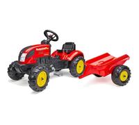 FALK - Tracteur à pédales Country Farmer - Rouge - avec remorque - Fabriqué en France - Dès 2 Ans - 2058L, Rouge et Jaune