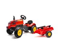 Tracteur à pédales FALK 2046AB Rouge avec capot ouvrant et remorque détachable