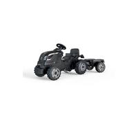 Tracteur A Pédales Farmer Xl + Remorque - Smoby - Noir - 90% Plastique Recyclé- Siege Ajustable - Capot Ouvrant - Volant Avec