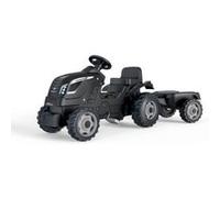 Tracteur A Pédales Farmer Xl + Remorque - Smoby - Noir - 90% Plastique Recyclé- Siege Ajustable - Capot Ouvrant - Volant Avec