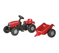 Tracteur à pédales MASSEY FERGUSON avec remorque Rolly Kid - Mixte - Rolly Toys - 3 ans - Rouge et vert