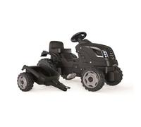 Tracteur à pédales Farmer XL + Remorque - SMOBY - Noir - 90% Plastique recyclé- Siège ajustable - Capot ouvrant - Volant avec