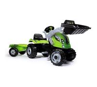 Tracteur à pédales SMOBY Farmer Max + Remorque - Vert - Pelle à l'avant - Siège ajustable - Klaxon intégré