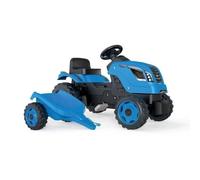Tracteur à pédales SMOBY Farmer XL avec remorque détachable Bleu, siège réglable 3 positions, roue de direction avec klaxon