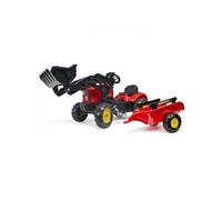 Tracteur A Pédales Supercharger Rouge Avec Pelle Frontale Articulée Et Remorque - Falk