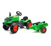 FALK - Tracteur à pédales X Tractor vert avec capot ouvrant et remorque inclus